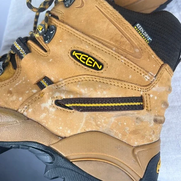 KEEN Mens Waterproof Hiking Boots 12EE Brown Leather Safety Toe READ - Picture 14 of 16